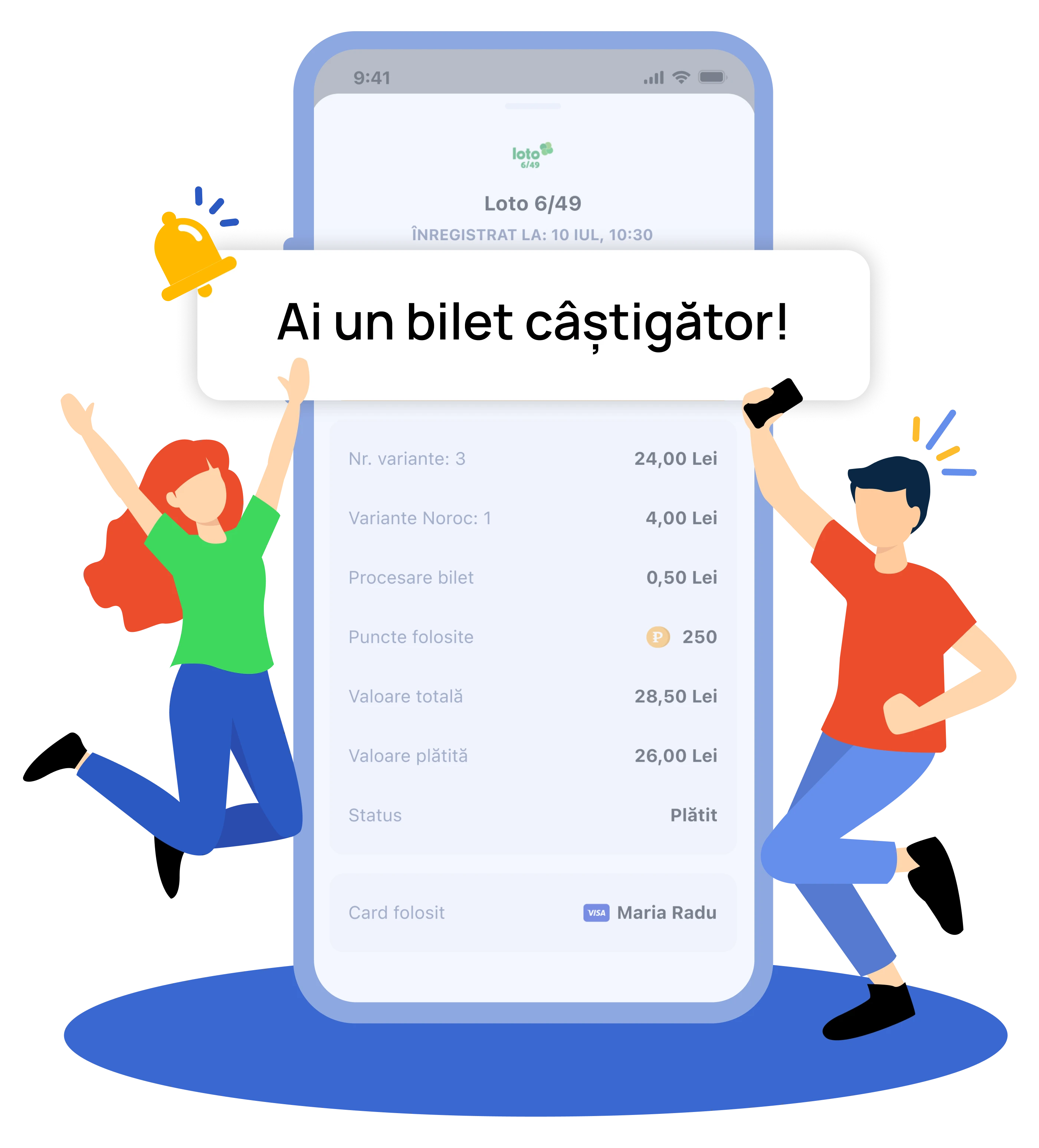 Ecranul aplicației Pago cu selecția jocurilor Loto